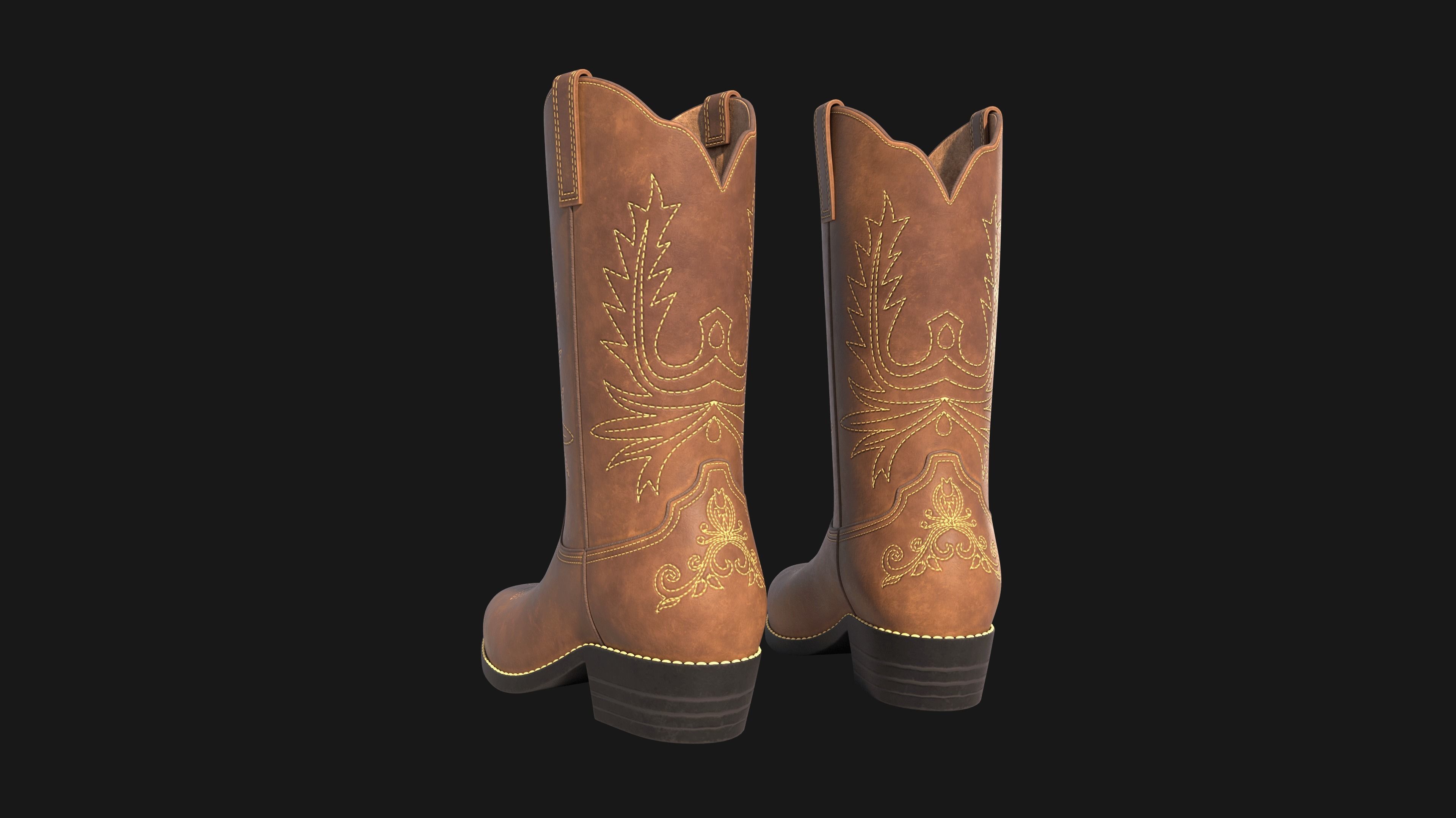 Cowboy boots  Low-poly 3D model_6