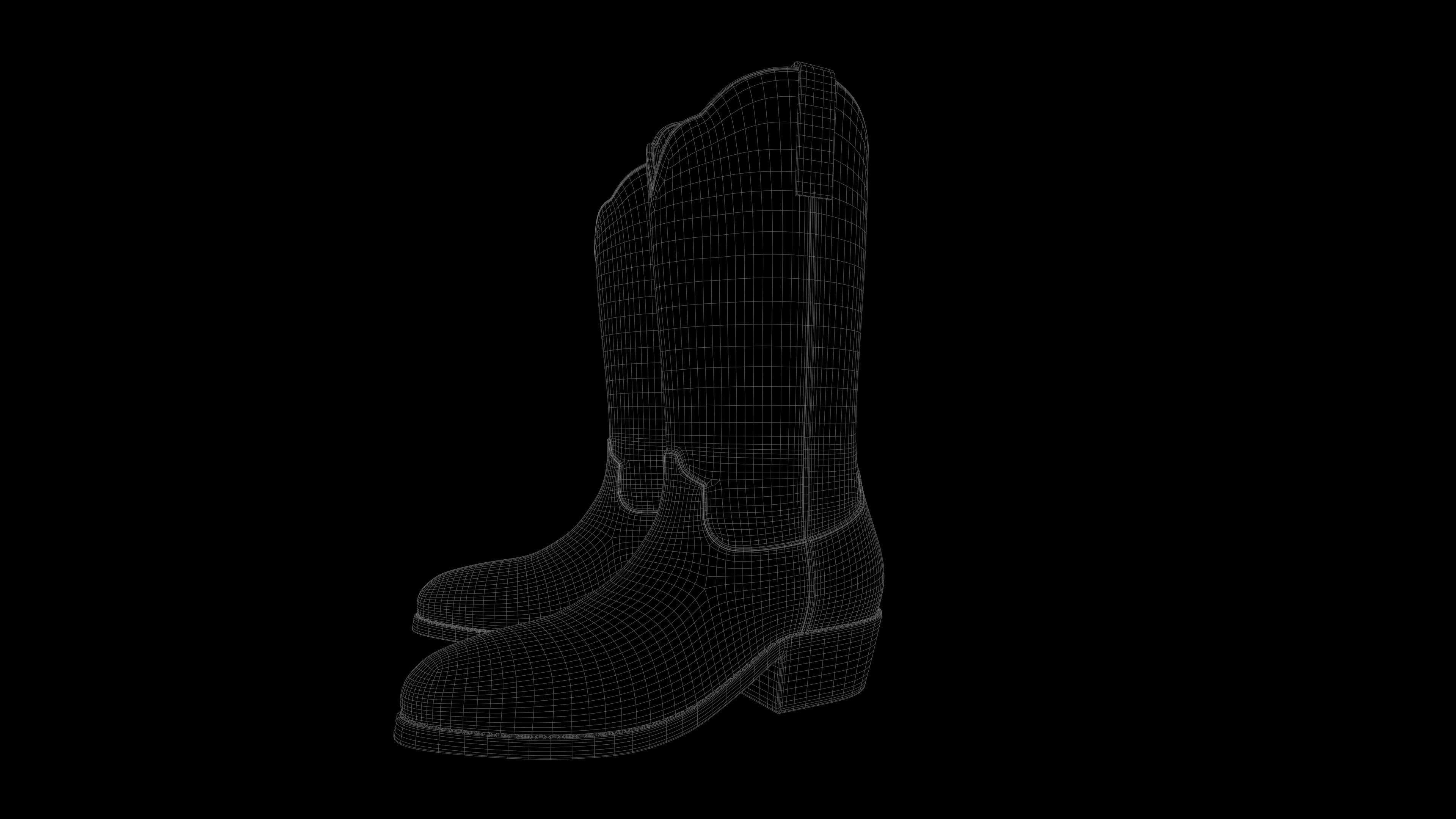 Cowboy boots  Low-poly 3D model_16