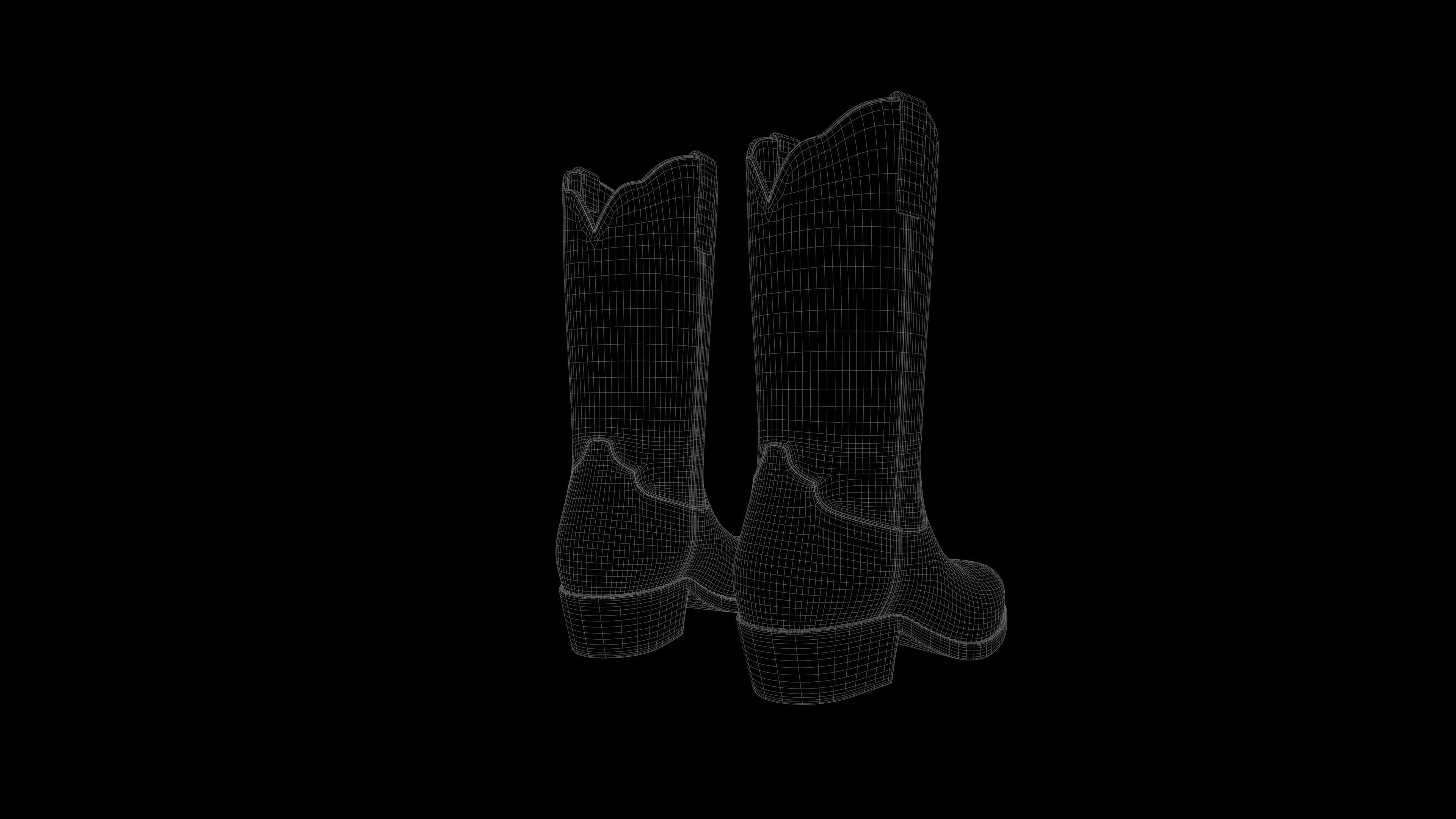Cowboy boots  Low-poly 3D model_20