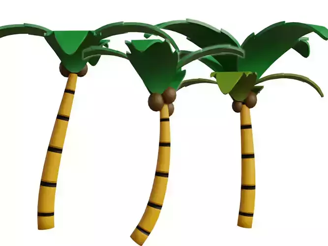 Stylized Coconut Tree Collection Low-poly 3D model