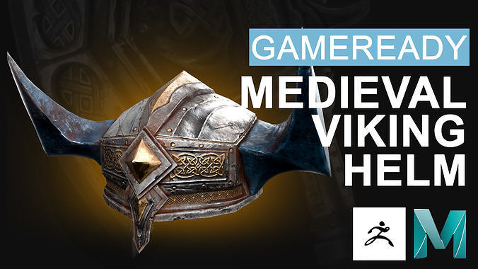 GAMEAREADY ASSET - Medieval Viking Helm Low-poly 3D model