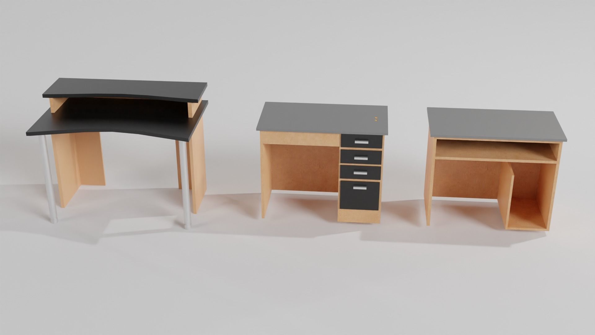 computer desks 3D model_1