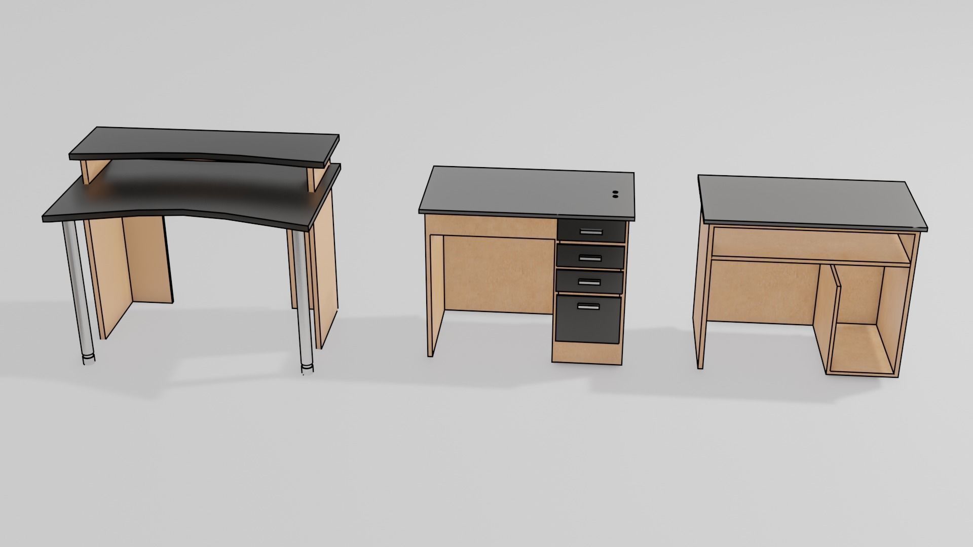 computer desks 3D model_3