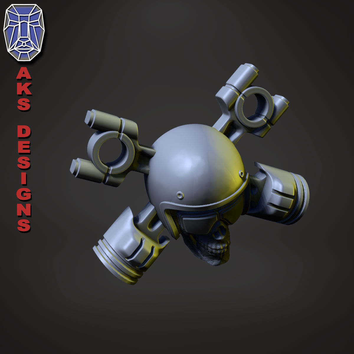 Biker skull v7 Bas relief 3D print model_9