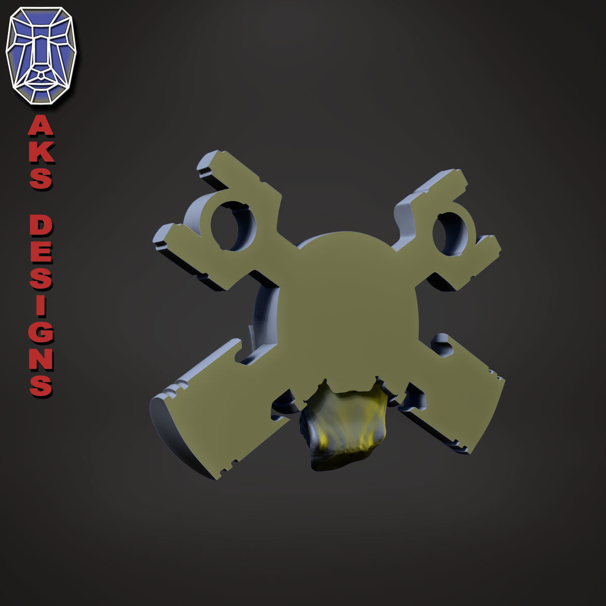 Biker skull v7 Bas relief 3D print model_3