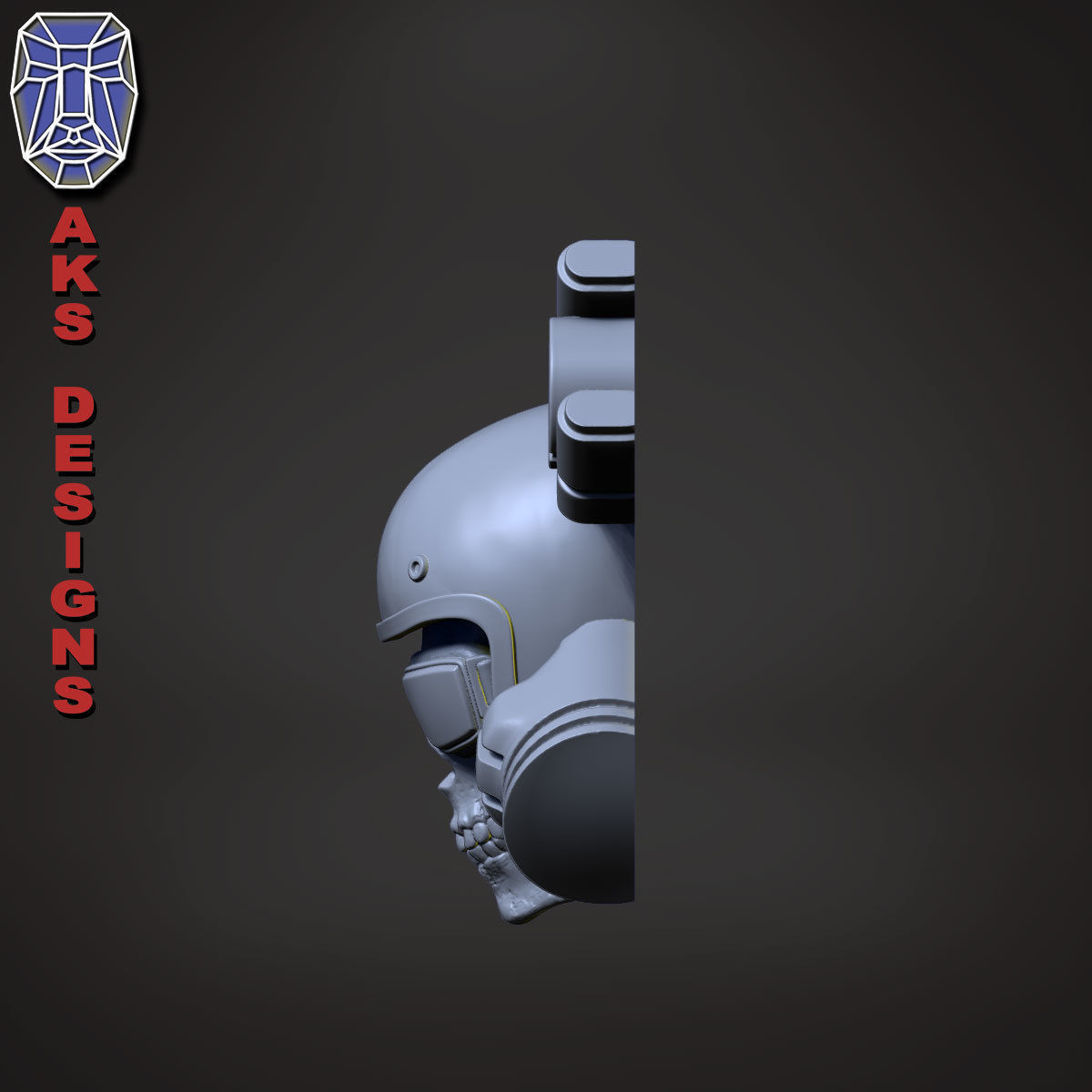 Biker skull v7 Bas relief 3D print model_2