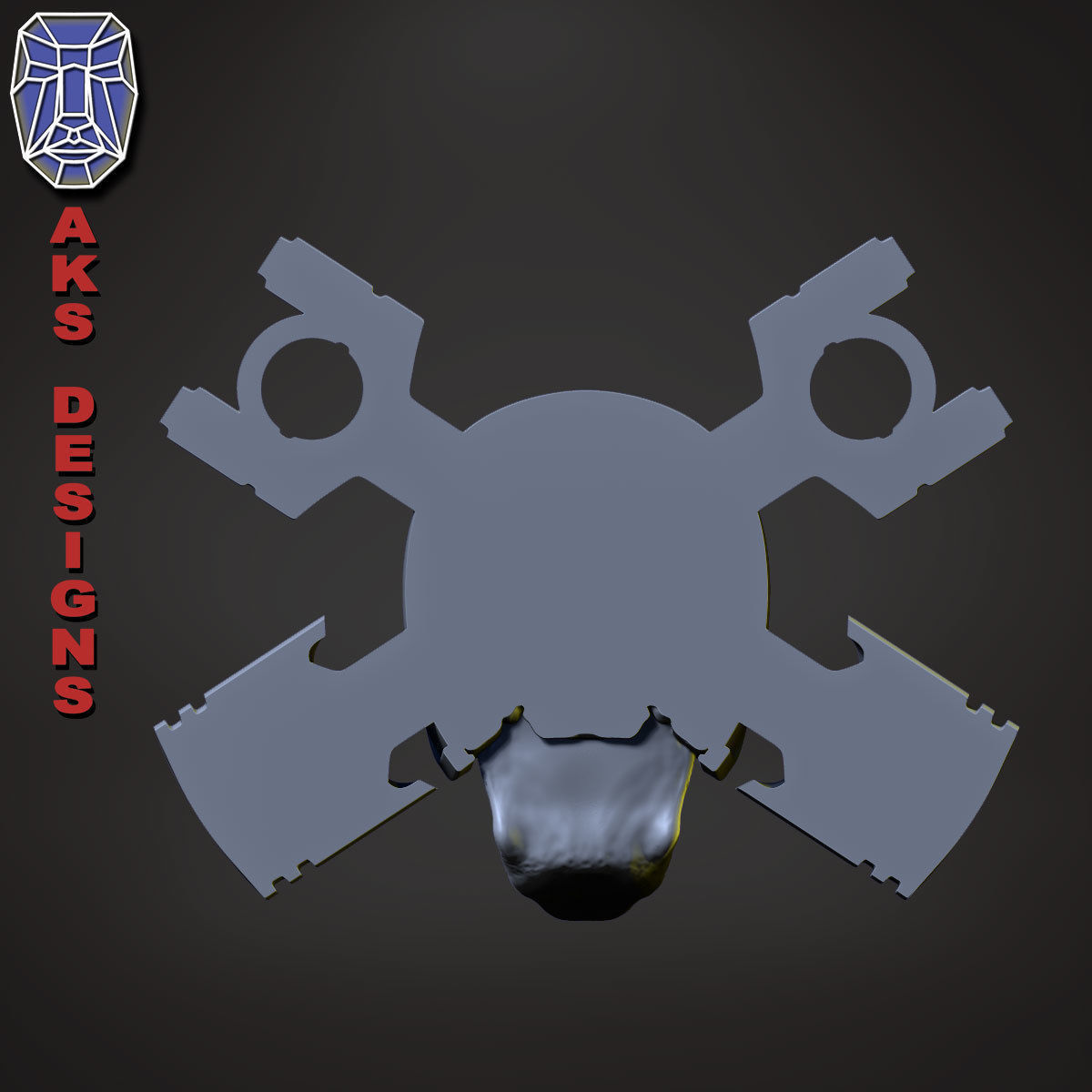 Biker skull v7 Bas relief 3D print model_4