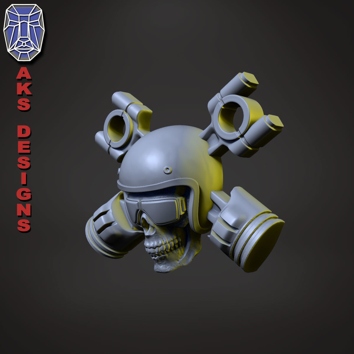 Biker skull v7 Bas relief 3D print model_1