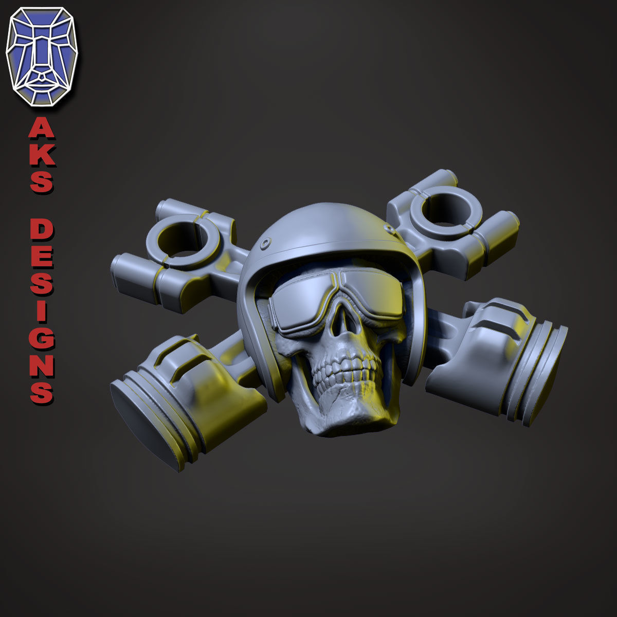 Biker skull v7 Bas relief 3D print model_8