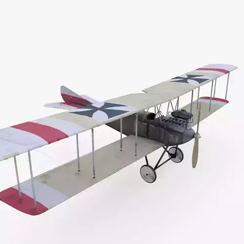 AlbatrosBI biplane with stripes Low-poly 3D model
