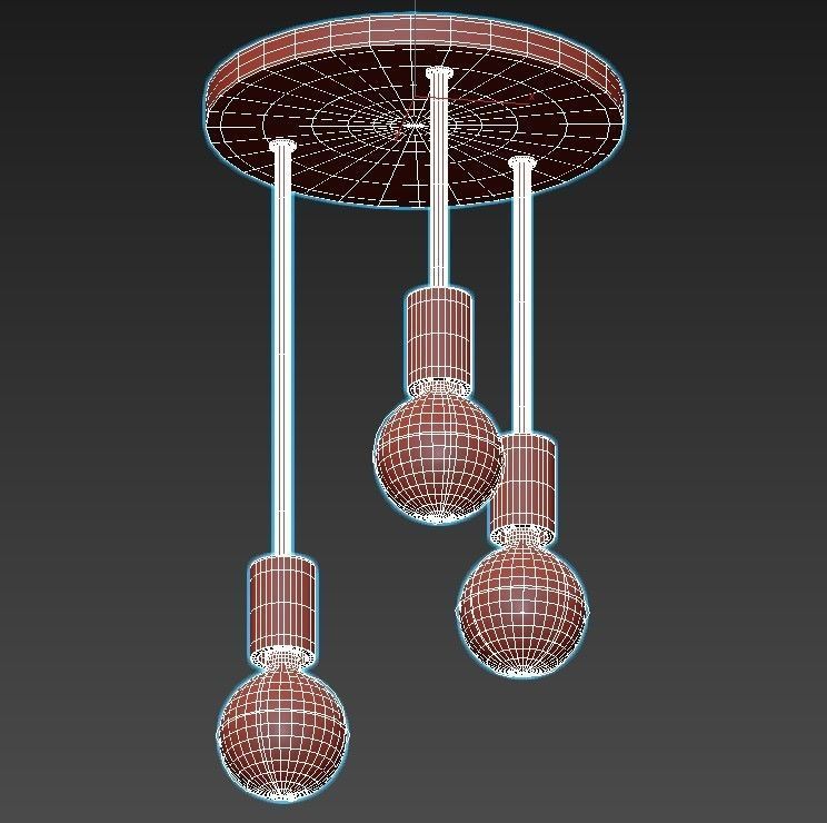 eglo-wilmcote-43126 three light ceiling fixture 3D model_2