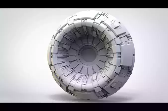 Sci-fi spaceship fighter jet engine flame nozzle 3D model  2