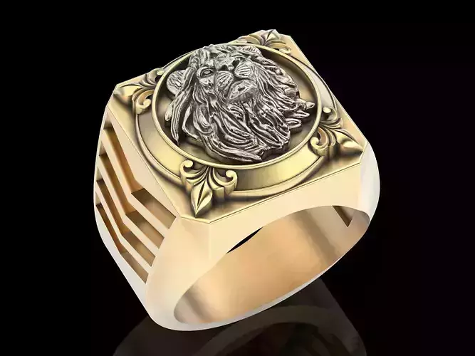 Lion ring silver gold jewelry printable 3D model