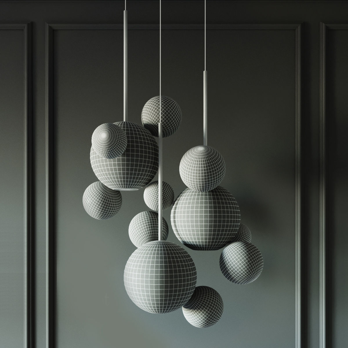 Suspended lamp giopato and coombes bolle bls 14c chandelier 3D model_1