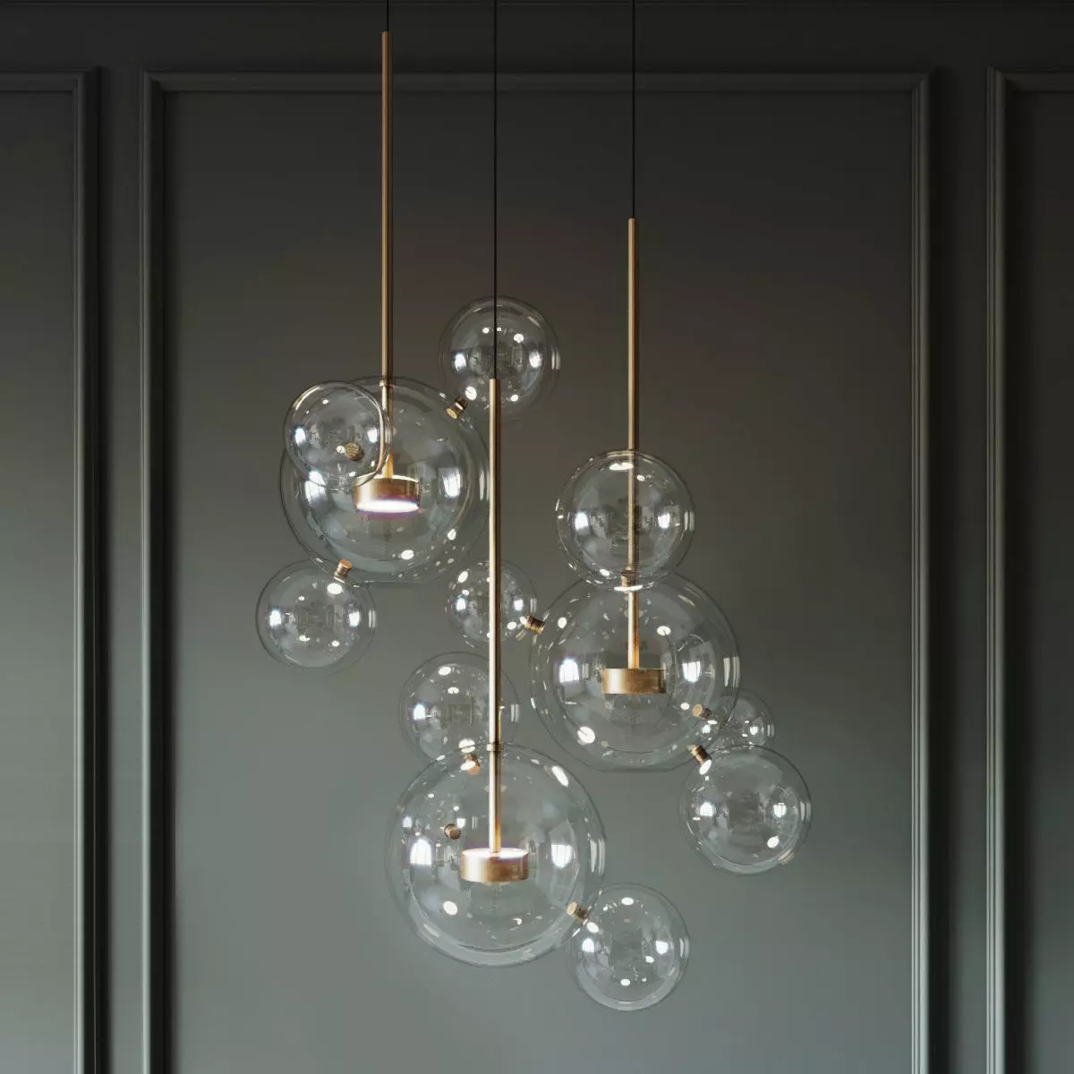 Suspended lamp giopato and coombes bolle bls 14c chandelier 3D model_0