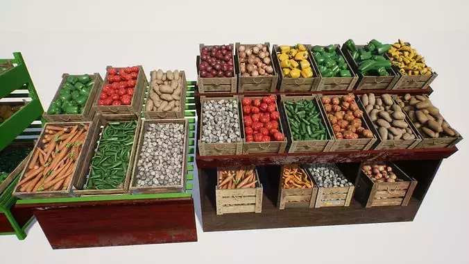 Vegetables and Props Unreal Asset Low-poly 3D model 4