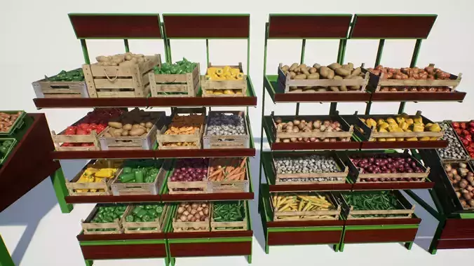Vegetables and Props Unreal Asset Low-poly 3D model