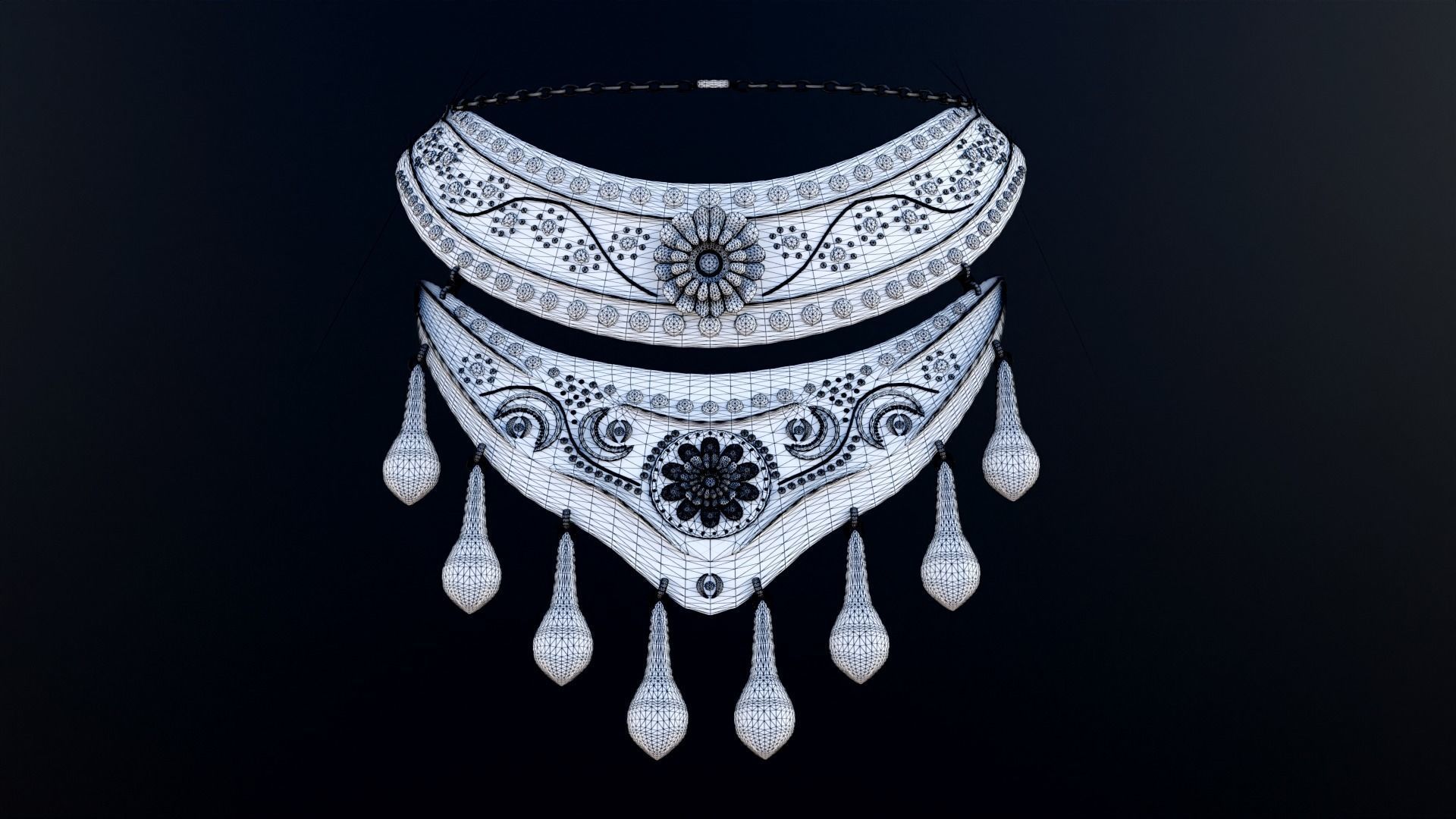 Necklace Choker Low-poly 3D model_1