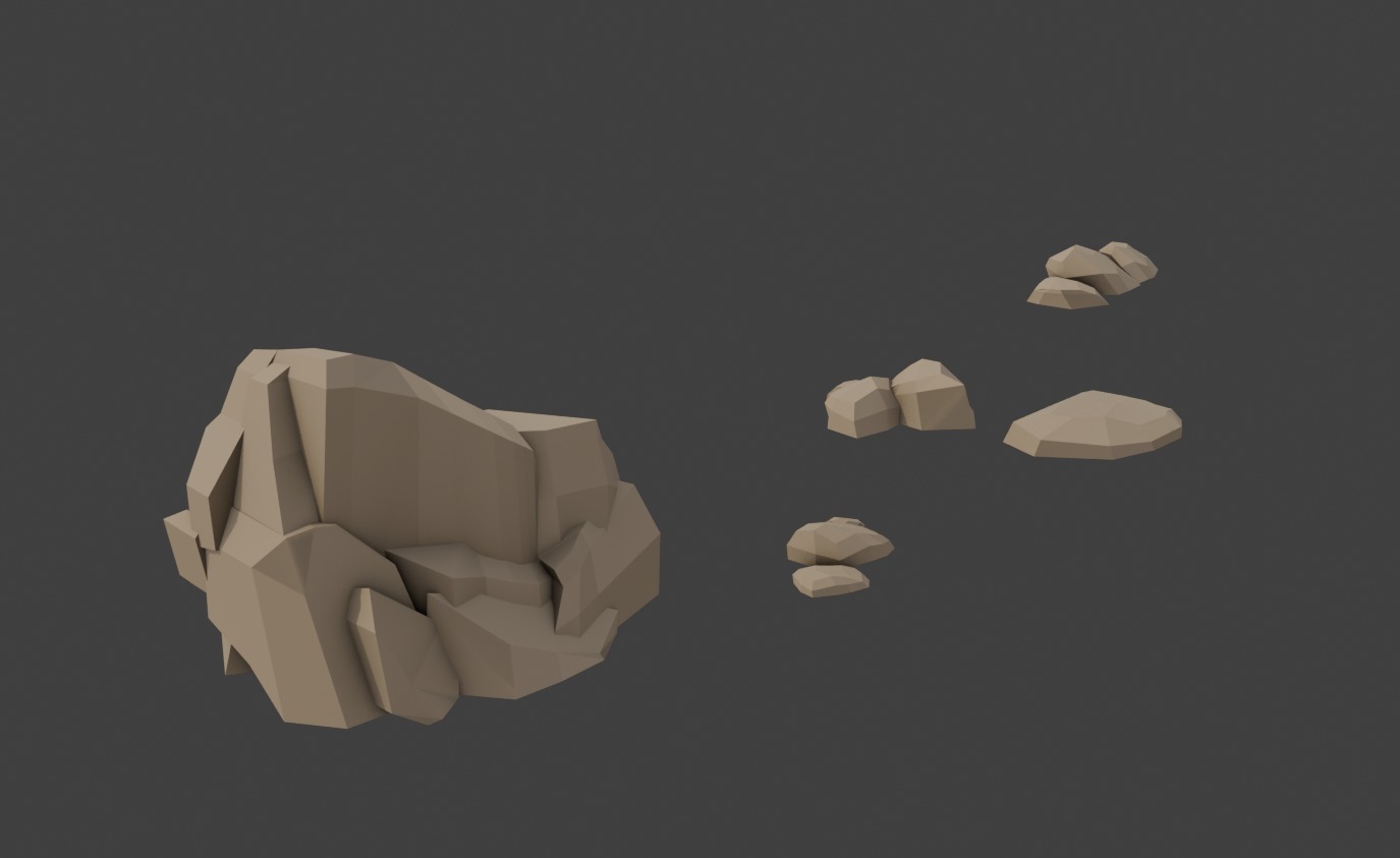 Modular Asset Pack of Stylized Green Rocks with Moss Low-poly 3D model_6