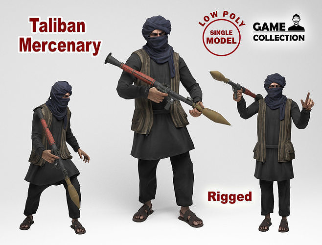Taliban mercenary Low-poly 3D model
