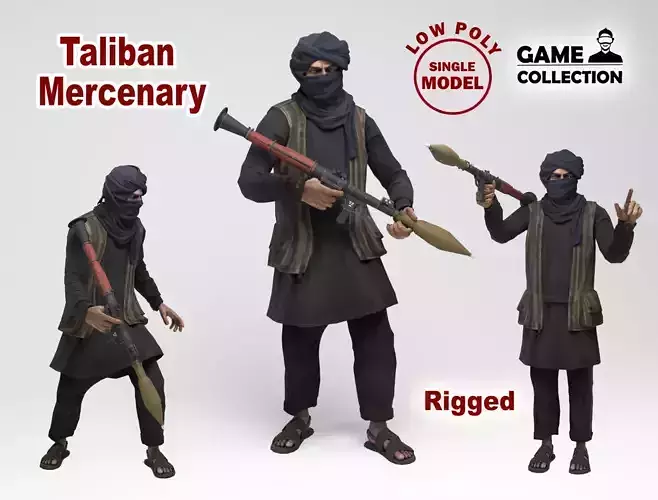 Taliban mercenary Low-poly 3D model