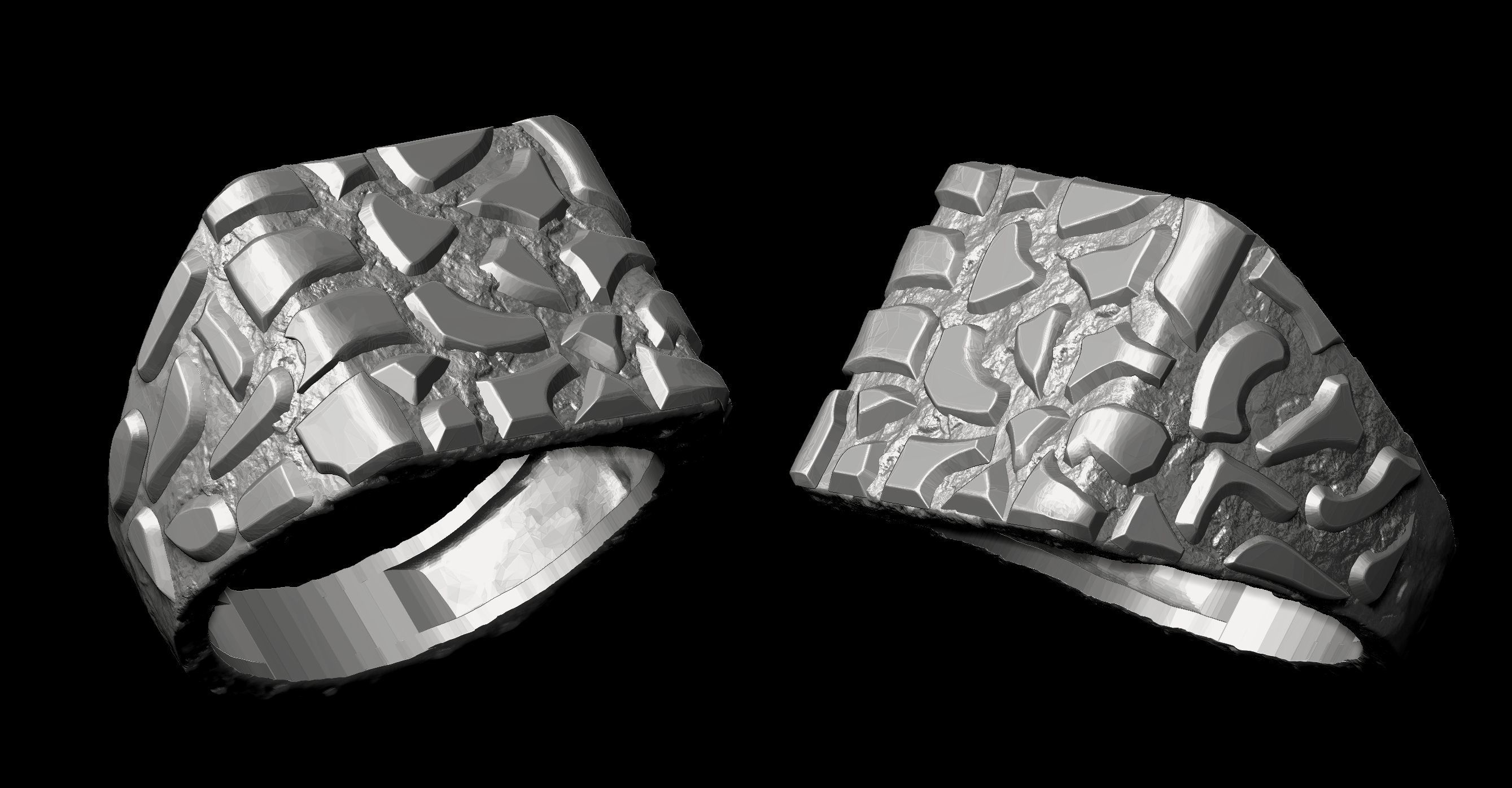 Light Weight Plain Gold Nugget Ring All 7 Sizes  3D print model_2