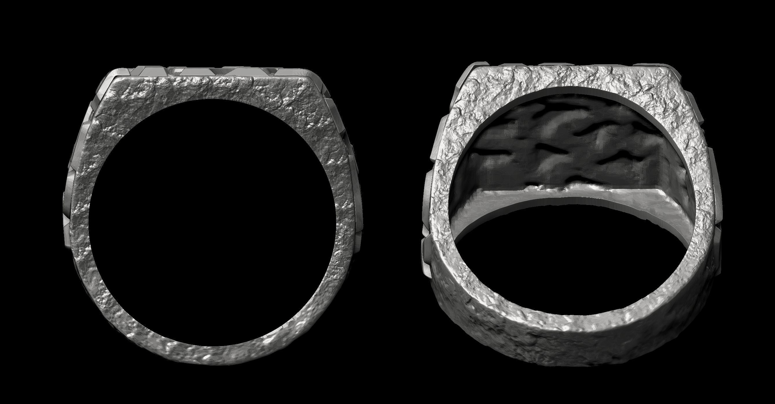 Light Weight Plain Gold Nugget Ring All 7 Sizes  3D print model_3