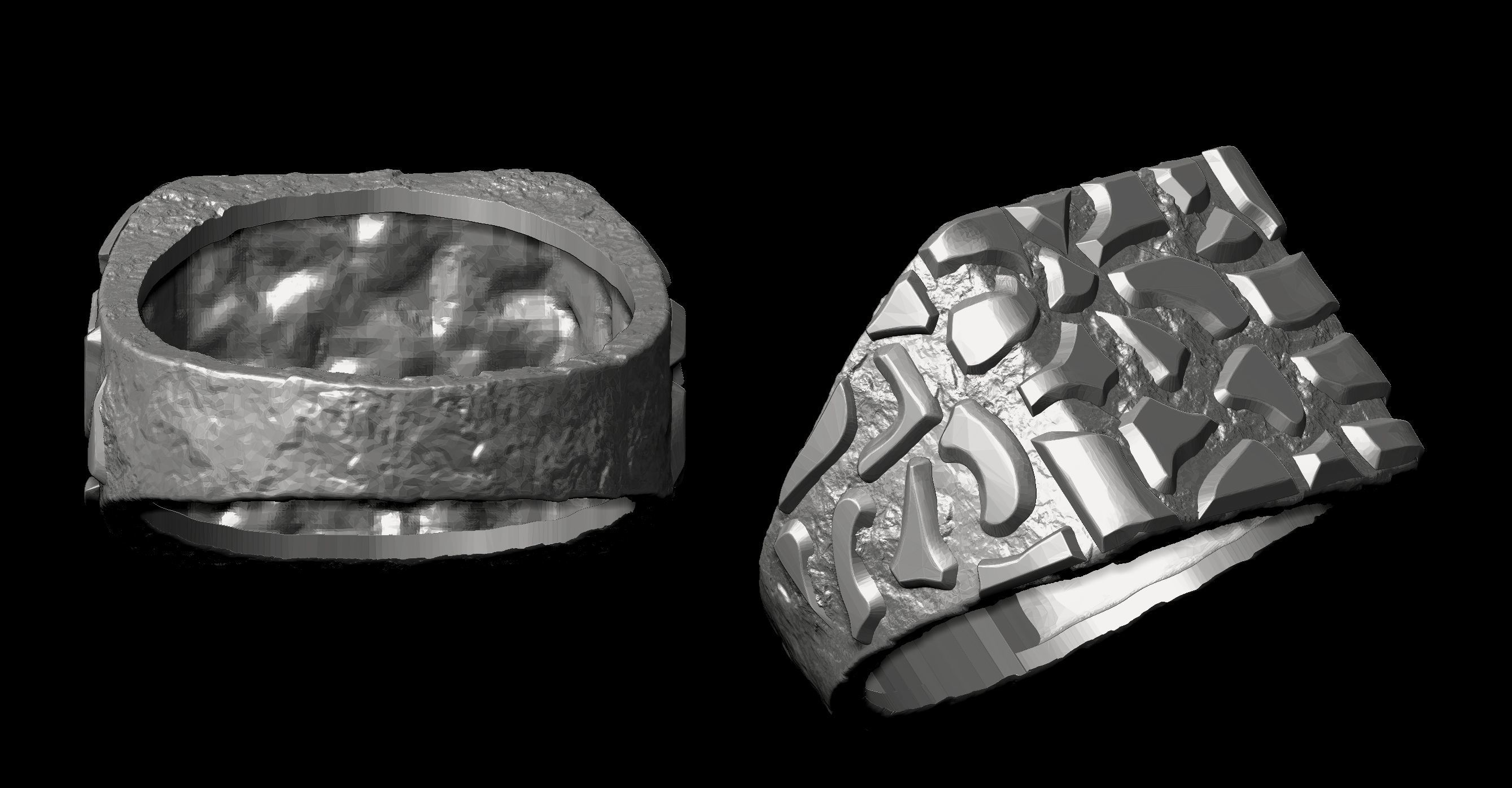 Light Weight Plain Gold Nugget Ring All 7 Sizes  3D print model_4