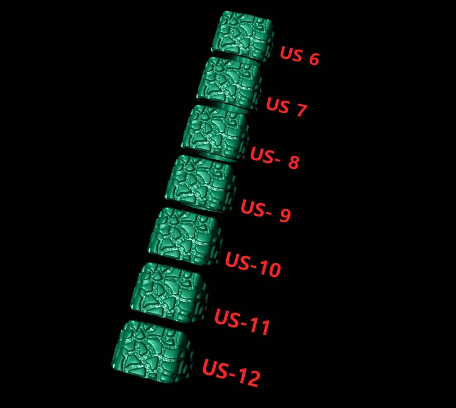 Light Weight Plain Gold Nugget Ring All 7 Sizes  3D print model_5