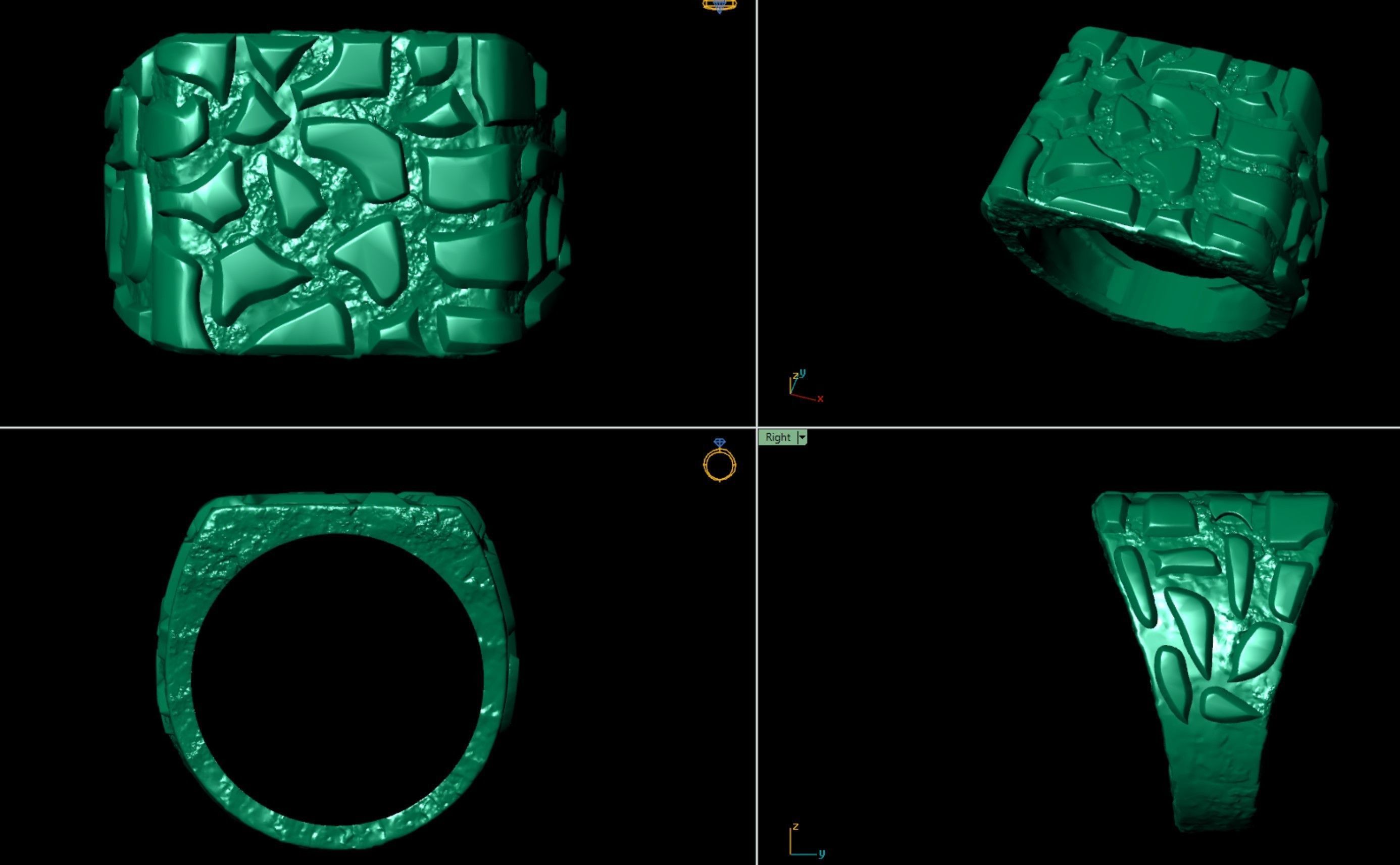 Light Weight Plain Gold Nugget Ring All 7 Sizes  3D print model_6