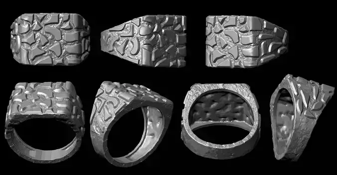 Light Weight Plain Gold Nugget Ring All 7 Sizes  3D print model