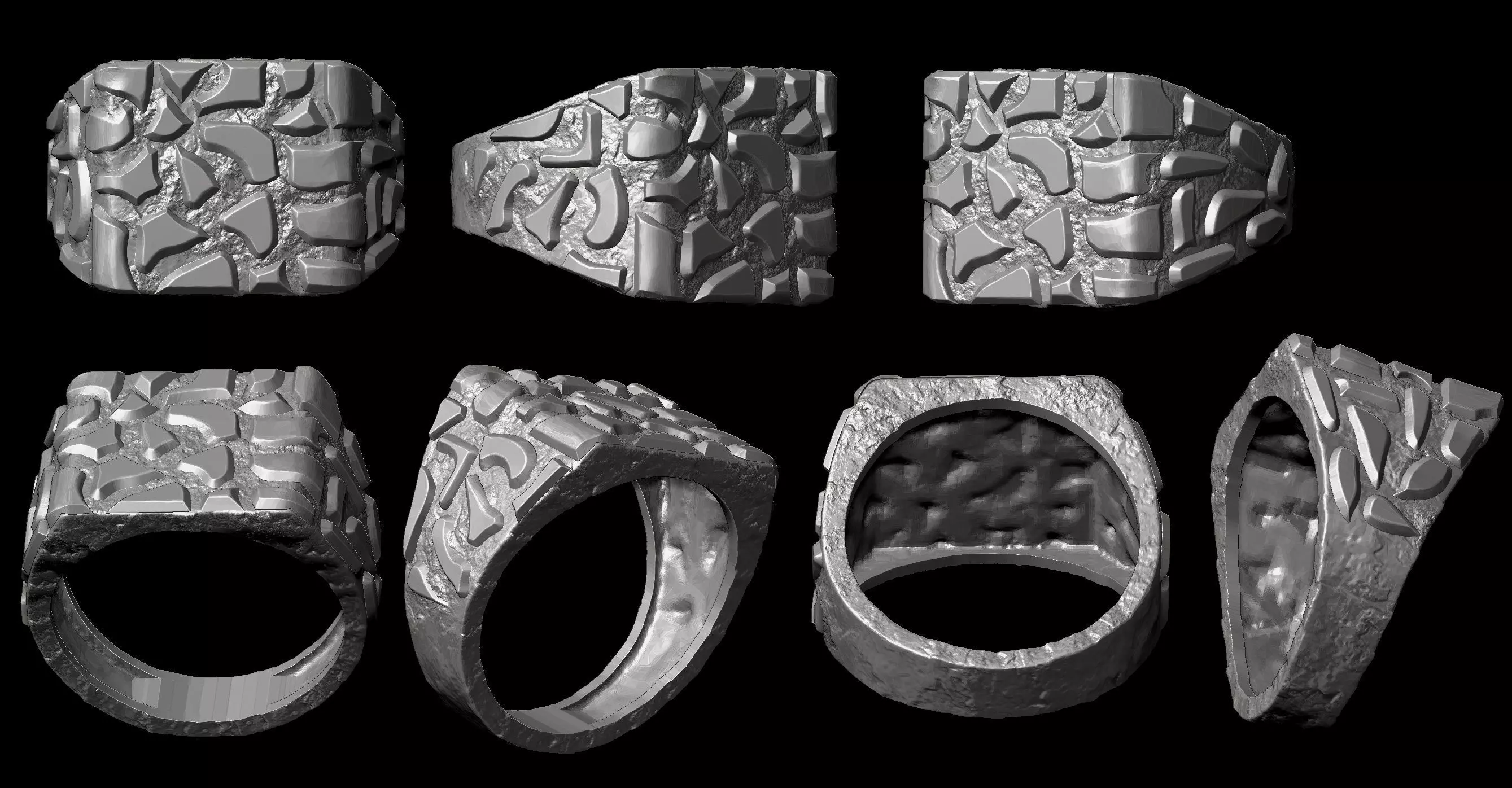 Light Weight Plain Gold Nugget Ring All 7 Sizes  3D print model_0