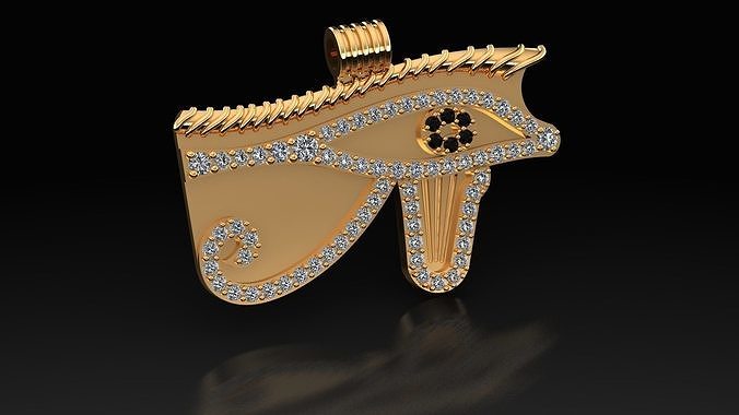 Oudjat eye Amulet replica diamonds pendant 3D print model