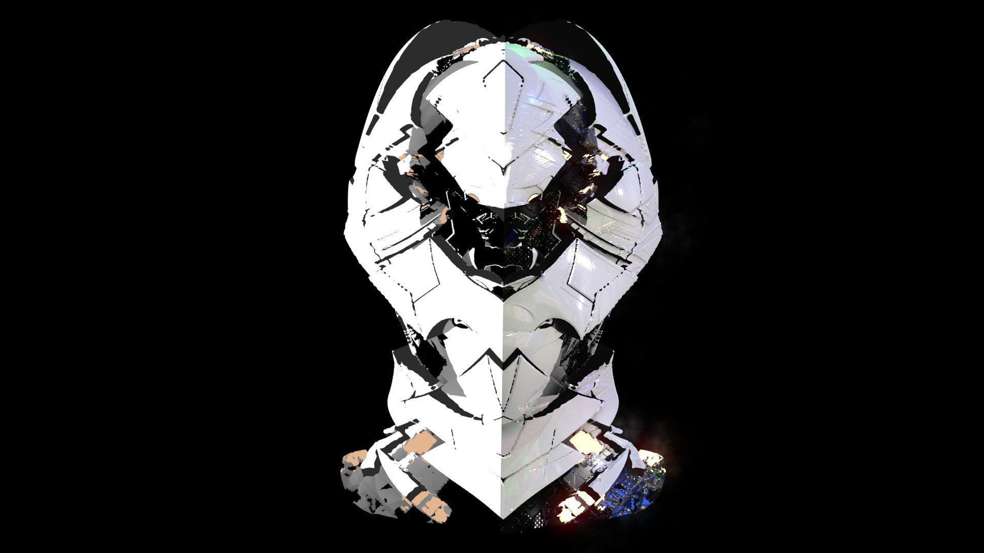 Sci-Fi Helmet Space Astronaut Character Robot 02 3D model_3
