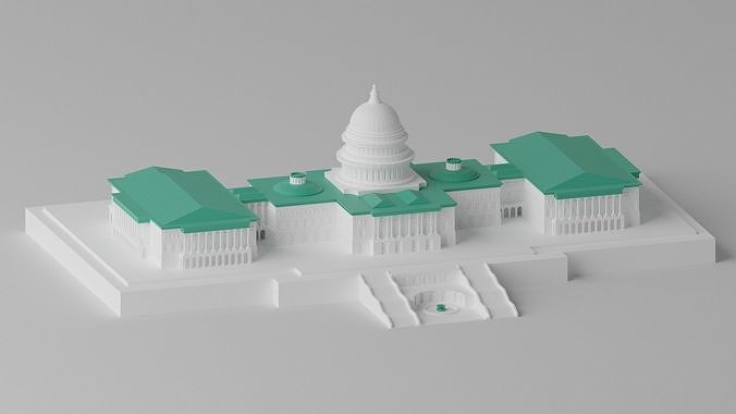 Cartoon United States Capitol Building 3D model