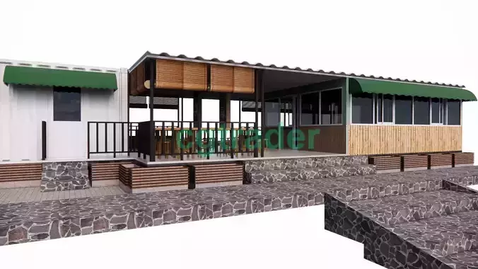Container cafe restaurant interior design 3d model 3D model