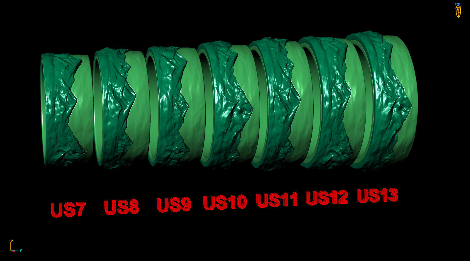 Sky Mountains Rock Nature Wedding Ring 3D print model_9