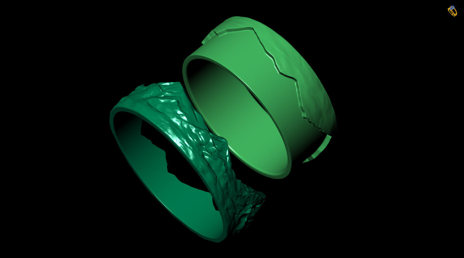 Sky Mountains Rock Nature Wedding Ring 3D print model_8