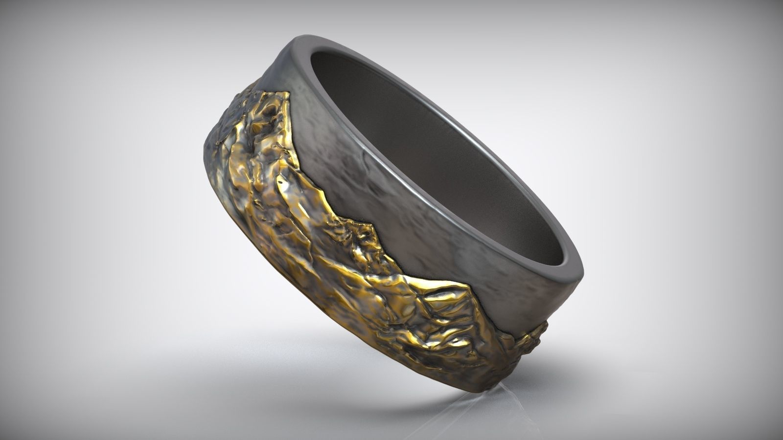 Sky Mountains Rock Nature Wedding Ring 3D print model_3