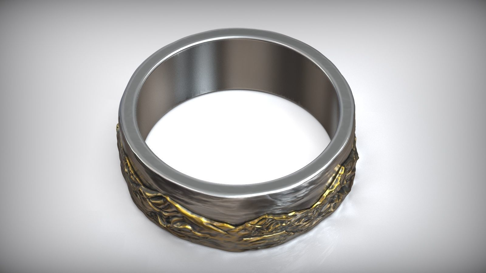 Sky Mountains Rock Nature Wedding Ring 3D print model_6