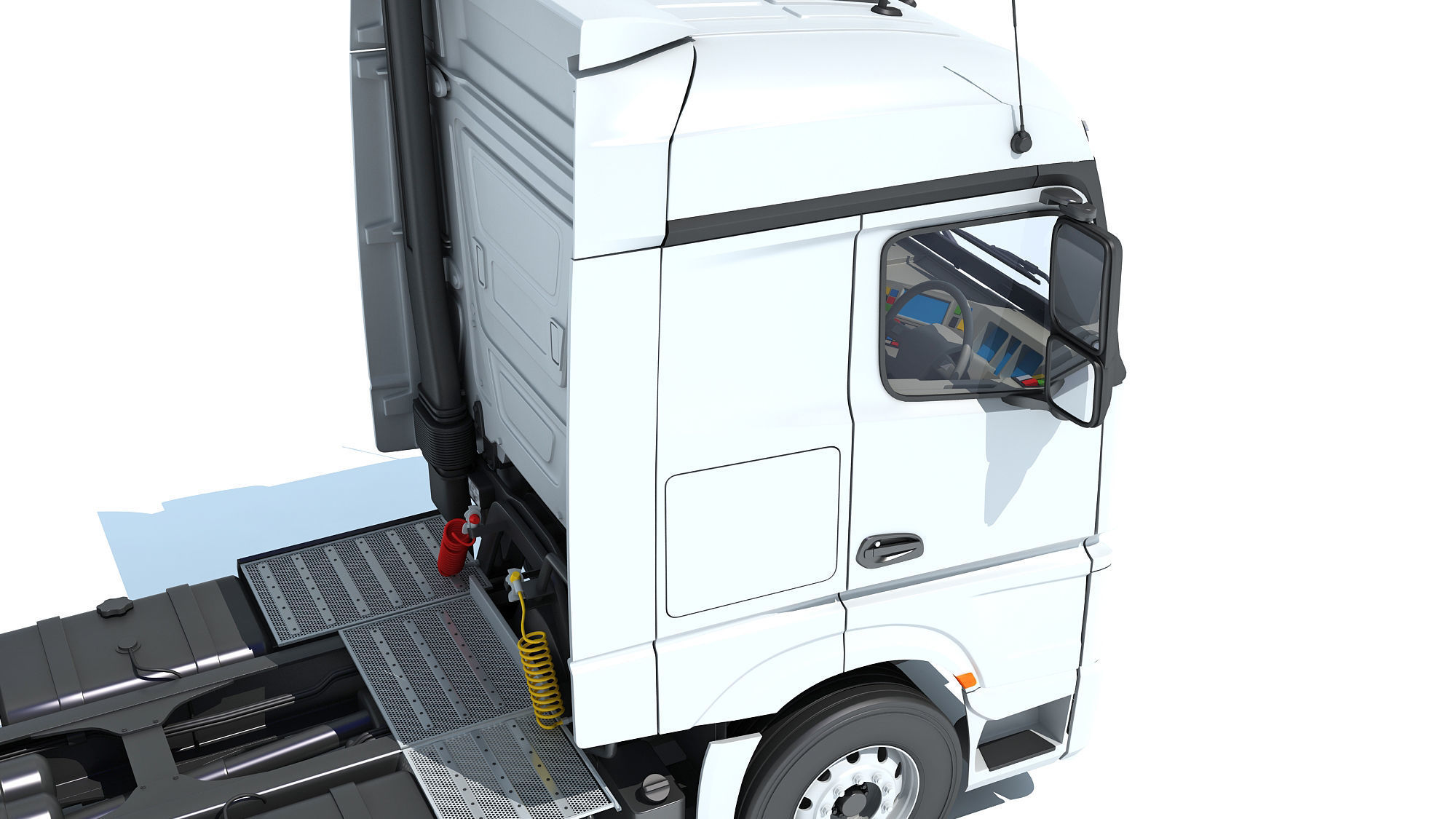 Truck with Lowboy Trailer 3D model_14