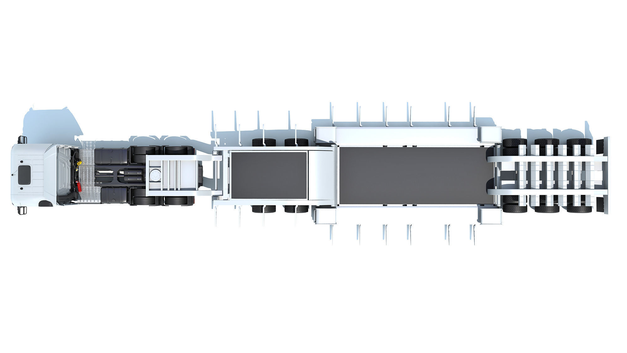Truck with Lowboy Trailer 3D model_11