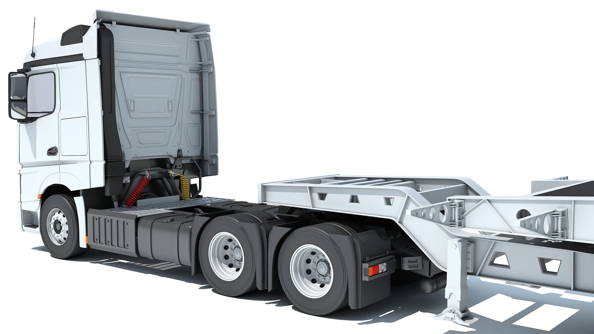 Truck with Lowboy Trailer 3D model_13