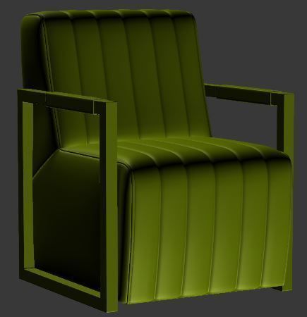 Armchair leather lounge chair Low-poly 3D model_7