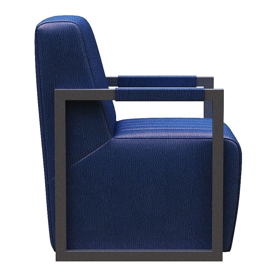 Armchair leather lounge chair Low-poly 3D model_3