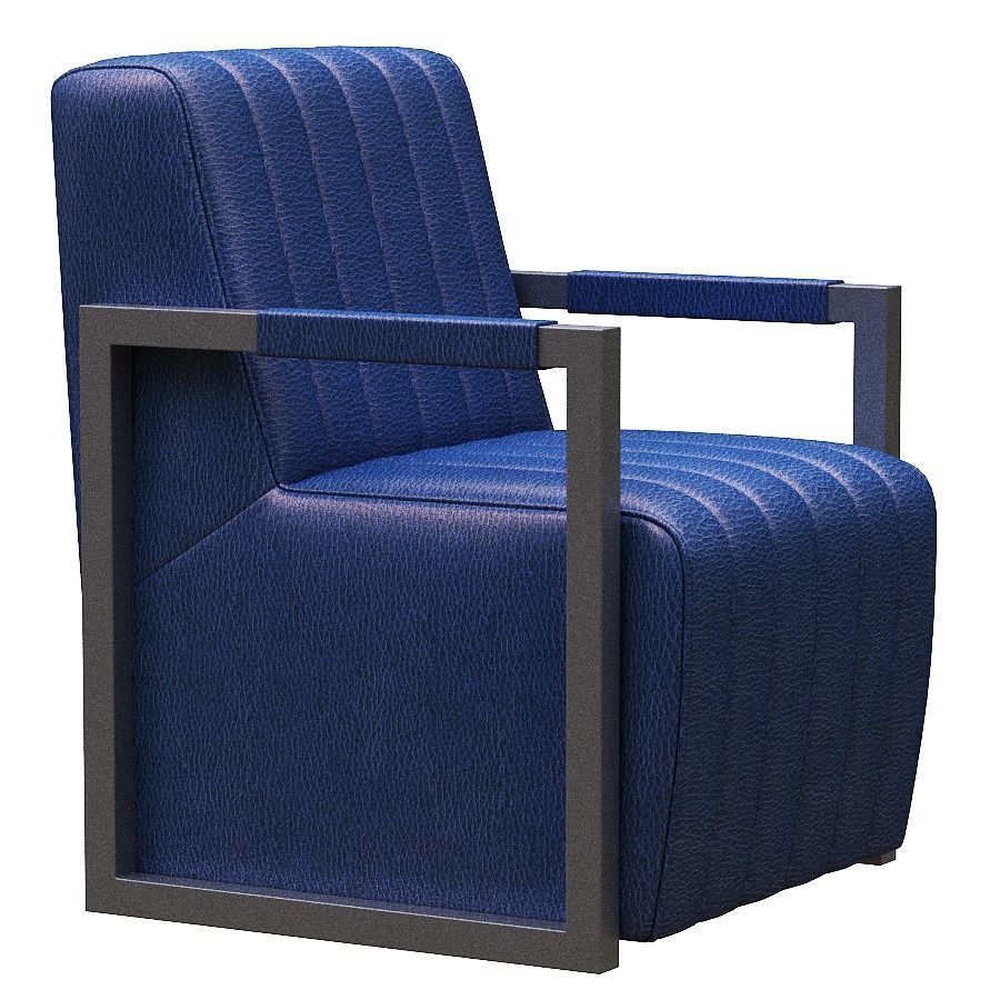 Armchair leather lounge chair Low-poly 3D model_2