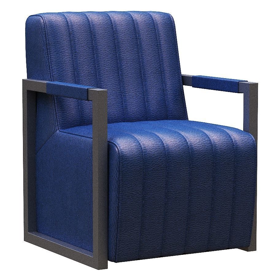 Armchair leather lounge chair Low-poly 3D model_1