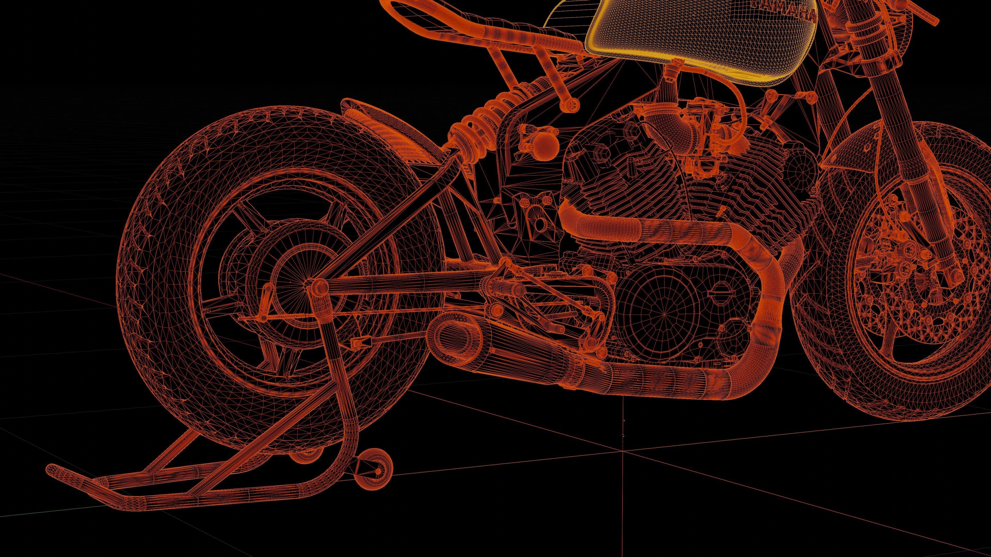 Yamaha XV 750 SE Cafe racer - custom motorcycle 3D model_11