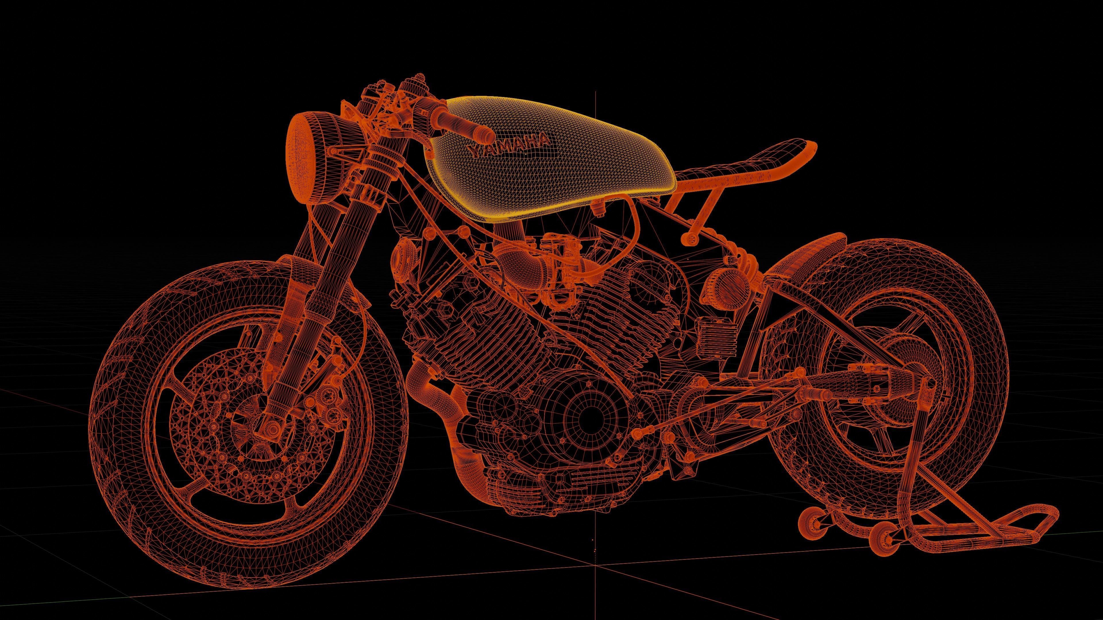 Yamaha XV 750 SE Cafe racer - custom motorcycle 3D model_8