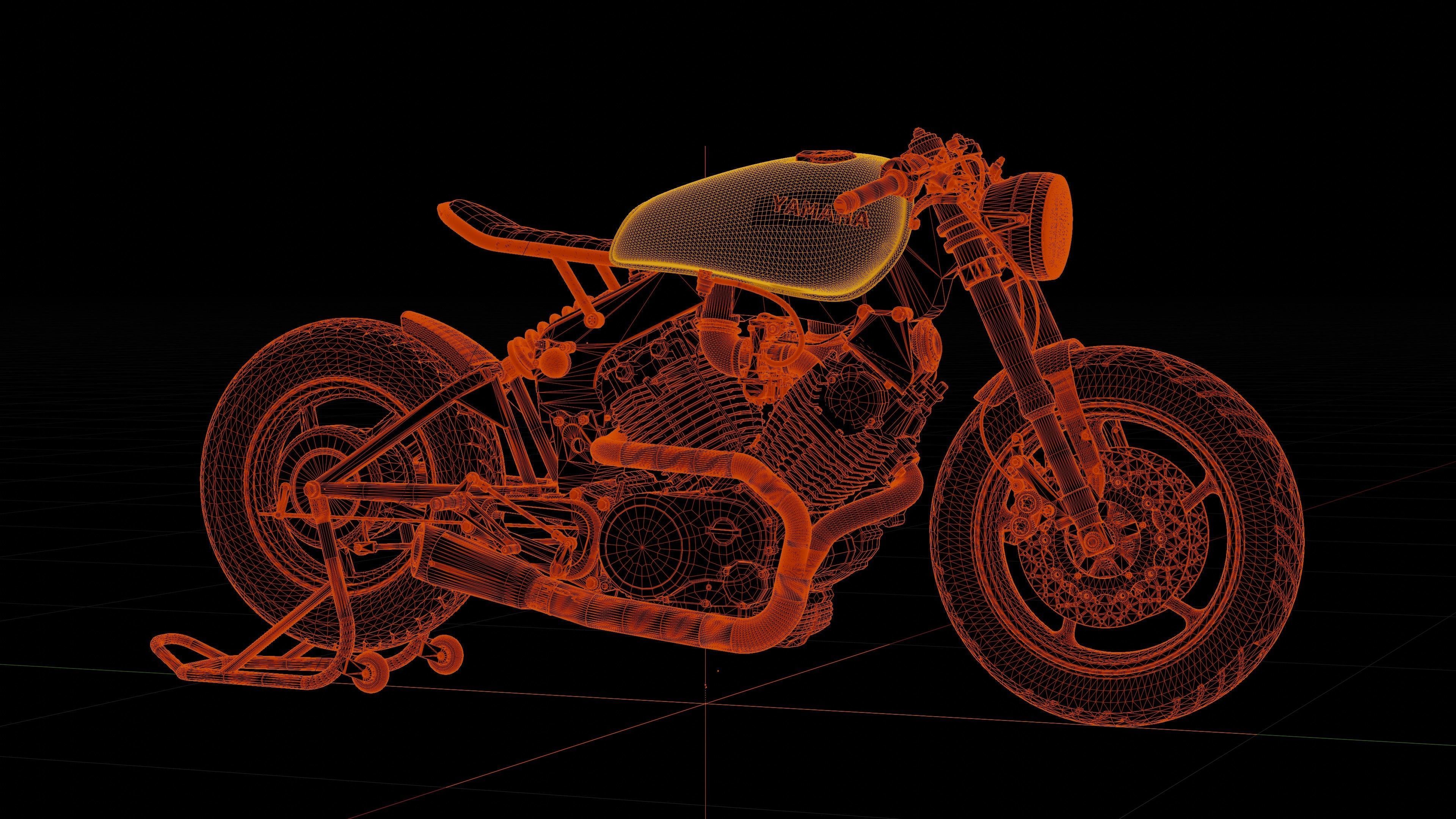 Yamaha XV 750 SE Cafe racer - custom motorcycle 3D model_9